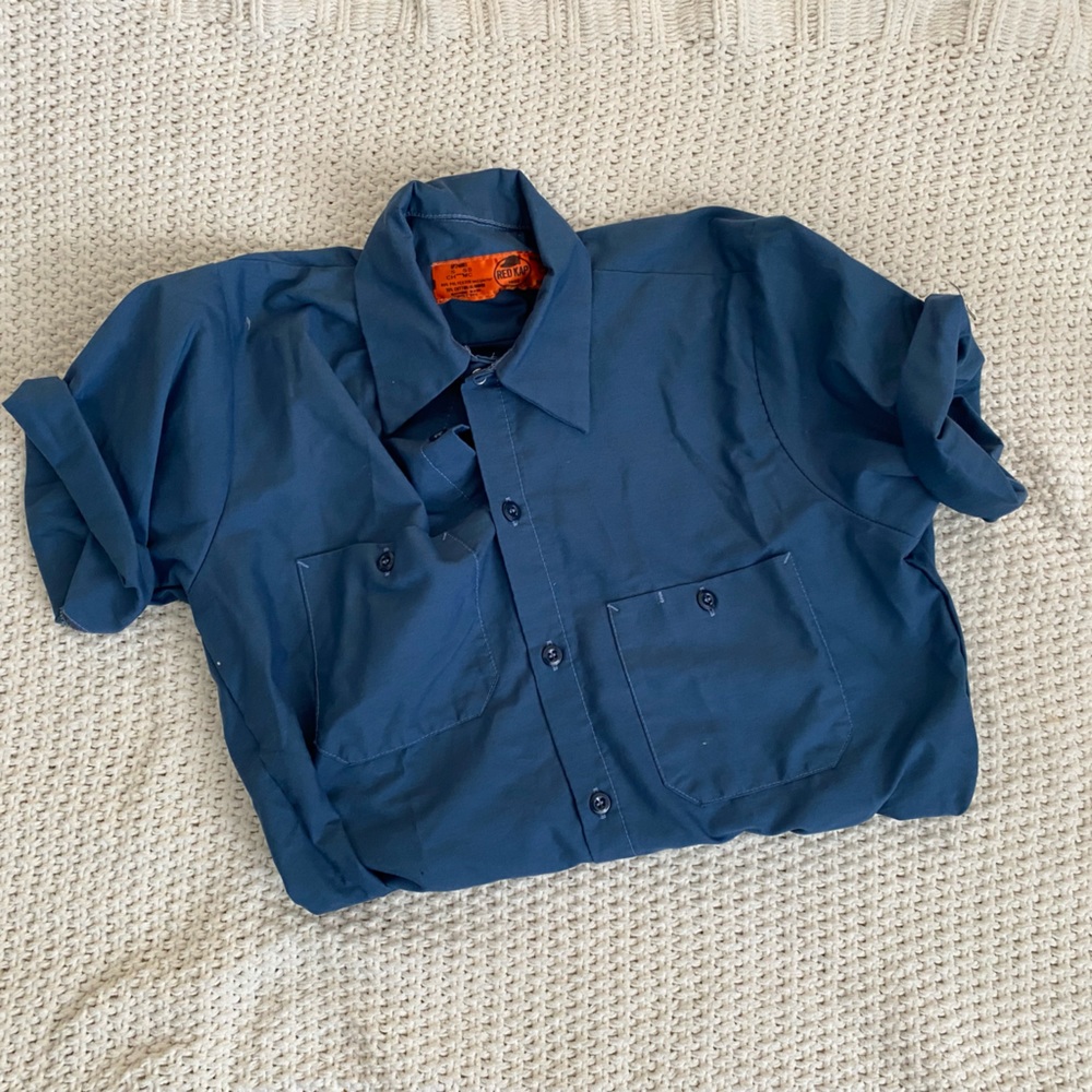 Vintage Blue Short Sleeve Button Down